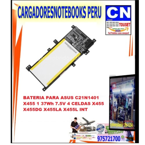 BATERIA ASUS C21N1401 X455 X455 X455DG X455LA X455L INT BATERIA ASUS C21N1401 X455 X455 X455DG X455LA X455L INT