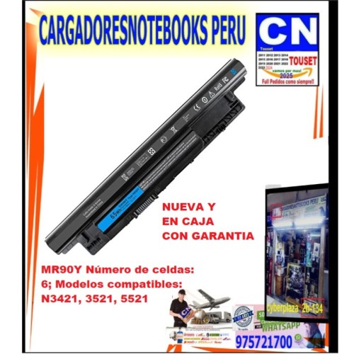 BATERIA PARA DELL MR90Y 65Wh 11.1V 14.8V 6 CELDAS 14 15 17 N3421 3521 5521 EXT BATERIA PARA DELL MR90Y 65Wh 11.1V 14.8V 6 CELDAS 14 15 17 N3421 3521 5521 EXT