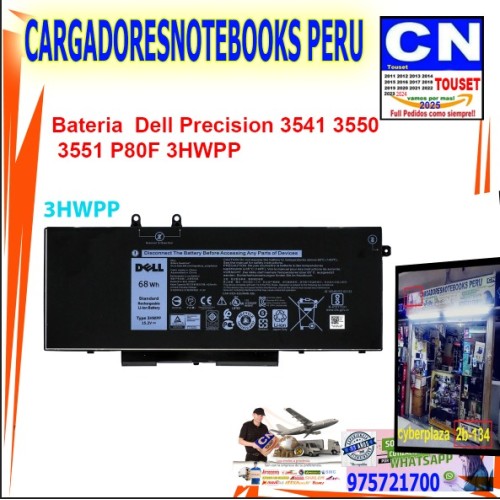 bateria  Dell Precision 3541 3550 3551 P80F 3HWPP