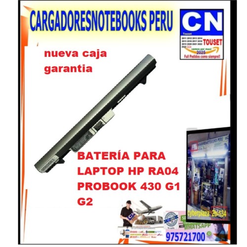 BATERIA PARA LAPTOP HP RA04 PROBOOK 430 G1 G2 BATERIA PARA LAPTOP HP RA04 PROBOOK 430 G1 G2