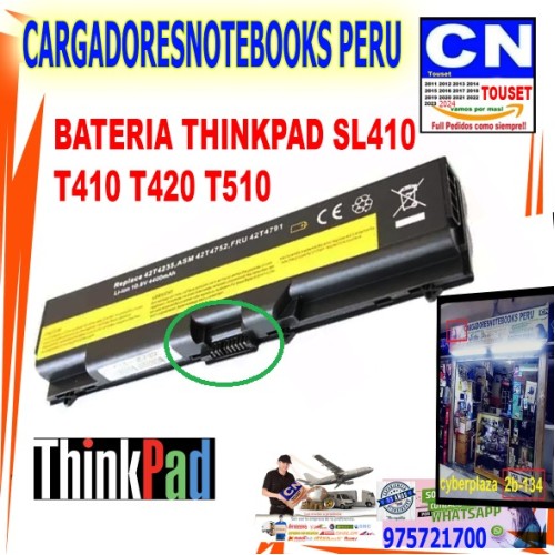 BATERIA COMPATIBLE PARA LAPTOP LENOVO SL410, T410, T420, T510 BATERIA COMPATIBLE PARA LAPTOP LENOVO SL410, T410, T420, T510
