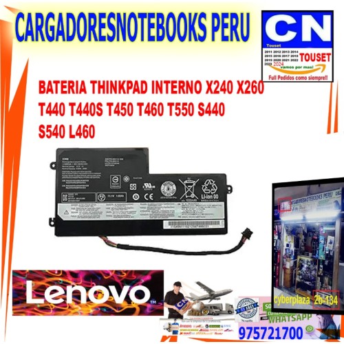 BATERIA THINKPAD LENOVO INTERNO X240 X260 T440 T460 L460 T550 T450 BATERIA THINKPAD LENOVO INTERNO X240 X260 T440 T460 L460 T550 T450