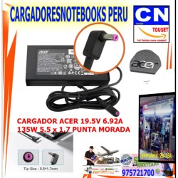 CARGADOR ACER 19.5V 6.92A 135W 5.5x1.7 PUNTA MORADA CARGADOR ACER 19.5V 6.92A 135W 5.5x1.7 PUNTA MORADA