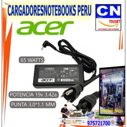 CARGADOR PARA ACER 19V 3.42A 65W 3.0X1.1 PUNTA FINA CARGADOR PARA ACER 19V 3.42A 65W 3.0X1.1 PUNTA FINA