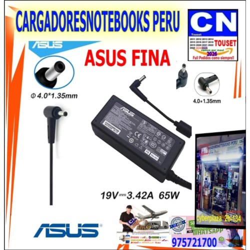 Cargador para Asus 19v 3.42A Punta fina 4.0 x 1.35mm Cargador para Asus 19v 3.42A Punta fina 4.0 x 1.35mm