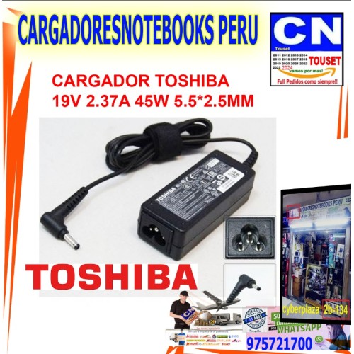 CARGADOR GENERICO TOSHIBA 19V 2.37A 5.5X2.5MM CARGADOR GENERICO TOSHIBA 19V 2.37A 5.5X2.5MM