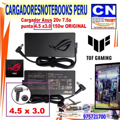 CARGADOR PARA ASUS 20V 7.5A 150W 4.5*3.0 PUNTA DELGADA CARGADOR PARA ASUS 20V 7.5A 150W 4.5*3.0 PUNTA DELGADA