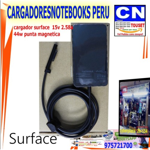 CARGADOR PARA MICROSOFT SURFACE 15V 2.58A 44W PUNTA MAGNETICA CARGADOR PARA MICROSOFT SURFACE 15V 2.58A 44W PUNTA MAGNETICA