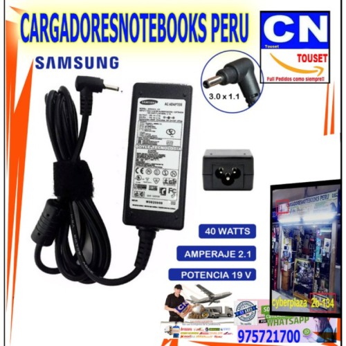 CARGADOR samsung 19v 2.1a punta fina 40w