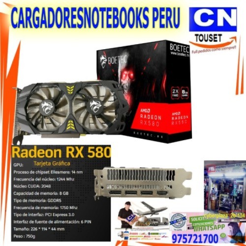 TARJETA VIDEO BOETEC DDR5 8GB Radeon RX 580