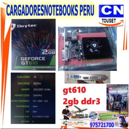 TARJETA VIDEO DAYTEC GT610 2GB DDR3 64 BITS